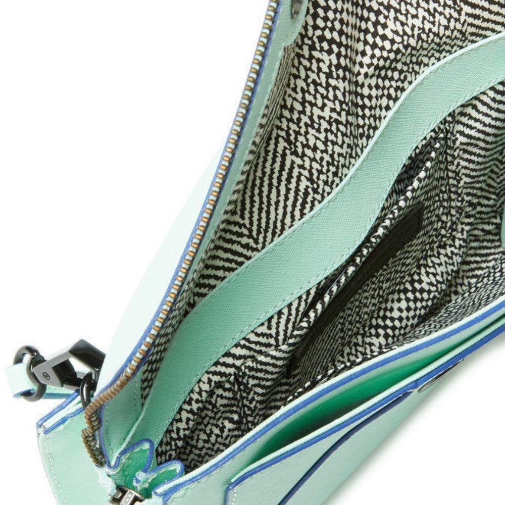 NWT $225 Rebecca Minkoff 'Marlowe' Mini Saffiano Leather Crossbody in Green! - Picture 3 of 5